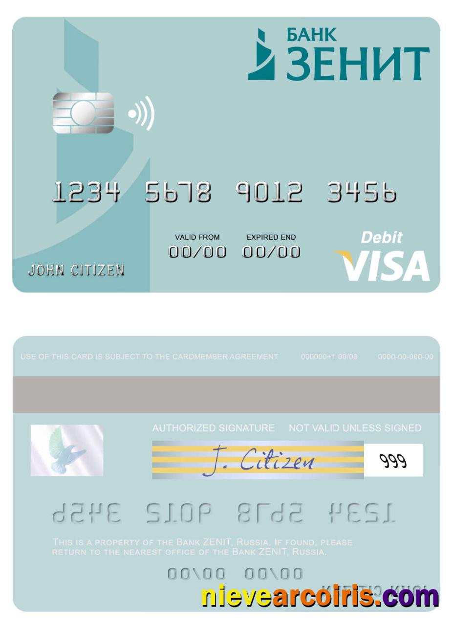 Russia Bank ZENIT visa debit card